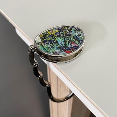Wrapables Stylish Purse Hook Hanger, Foldable Handbag Table Hanger, Irises Image 2