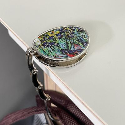 Wrapables Stylish Purse Hook Hanger, Foldable Handbag Table Hanger, Irises Image 3