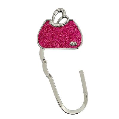 Wrapables Stylish Purse Hook Hanger, Foldable Handbag Table Hanger, Pink Handbag Image 1