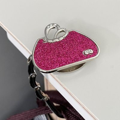 Wrapables Stylish Purse Hook Hanger, Foldable Handbag Table Hanger, Pink Handbag Image 3