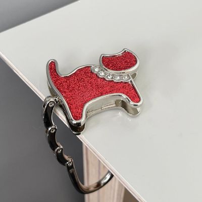 Wrapables Stylish Purse Hook Hanger, Foldable Handbag Table Hanger, Red Cat Image 2