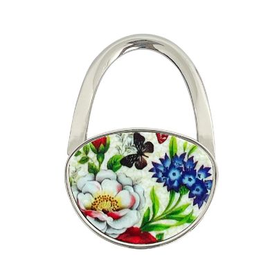 Wrapables Stylish Purse Hook Hanger, Foldable Handbag Table Hanger, Spring Floral Image 1