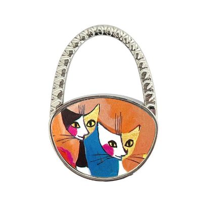 Wrapables Stylish Purse Hook Hanger, Foldable Handbag Table Hanger, Two Cats Image 1
