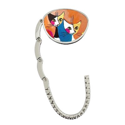 Wrapables Stylish Purse Hook Hanger, Foldable Handbag Table Hanger, Two Cats Image 1
