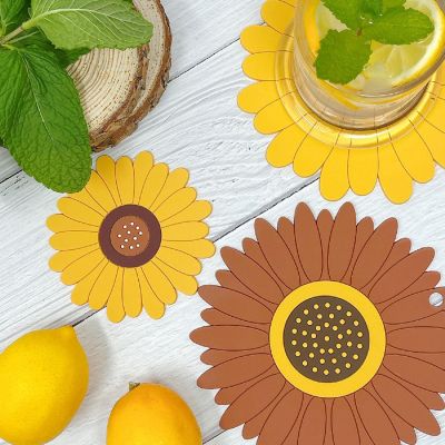 Wrapables Sunflower Coasters, Trivet Mats, Pot Holders (Set of 2), Small Image 2