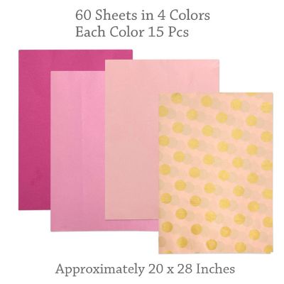 Wrapables Tissue Paper 20 x 28 Inch (60 Sheets), Pink Image 1