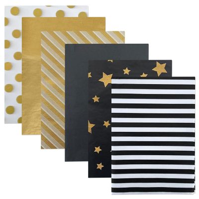 Wrapables Tissue Paper 20 x 28 Inch for Gift Wrapping, Arts & Crafts, Paper Flowers, Garlands, Tassels (60 Sheets), Black & Gold Image 1