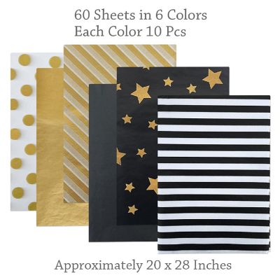 Wrapables Tissue Paper 20 x 28 Inch for Gift Wrapping, Arts & Crafts, Paper Flowers, Garlands, Tassels (60 Sheets), Black & Gold Image 1