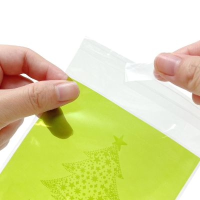 Wrapables Transparent Self-Adhesive 4" x 4" Candy and Cookie Bags, Favor Treat Bags for Parties, Wedding and Christmas (200pcs), Christmas Trees Image 2