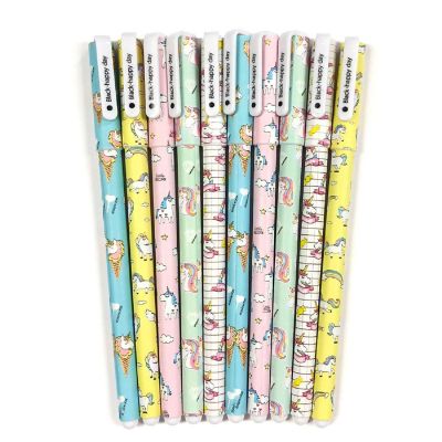 Wrapables Unicorn Flamingo Gel Ink Pens, 0.5mm Fine Point (Set of 10), Unicorn Black Ink Image 1