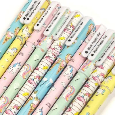 Wrapables Unicorn Flamingo Gel Ink Pens, 0.5mm Fine Point (Set of 10), Unicorn Black Ink Image 1