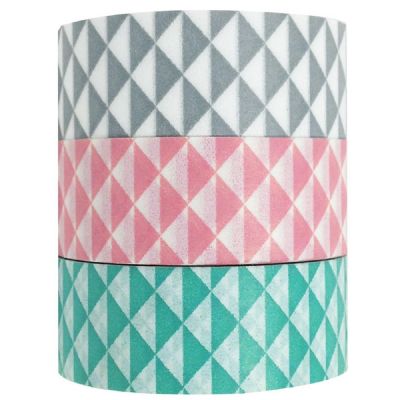 Wrapables Vector Triangles 10M x 15mm Washi Masking Tape (set of 3) Image 1