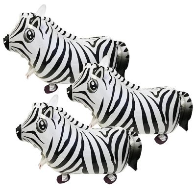 Wrapables Walking Animal Pet Balloon (Set of 3), Zebra Image 1