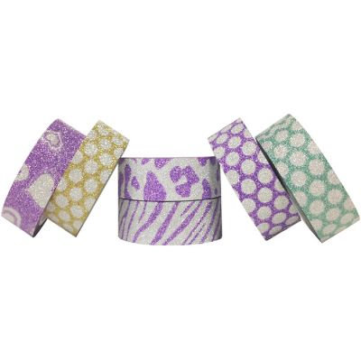 Wrapables Washi Masking Tape, Glitter Collection (Set of 6) - GRP02 Image 2