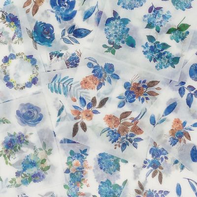 Wrapables Washi Scrapbooking Stickers Box Set, Blue Floral (20 sheets) Image 1