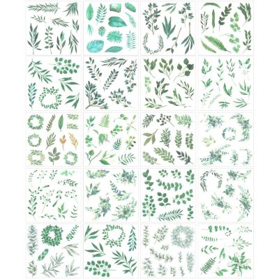 Wrapables Washi Scrapbooking Stickers Box Set, Green Leaves (20 sheets) Image 1
