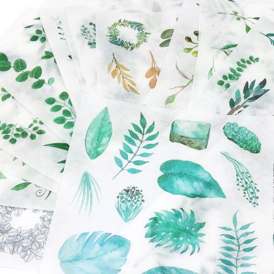 Wrapables Washi Scrapbooking Stickers Box Set, Green Leaves (20 sheets) Image 2