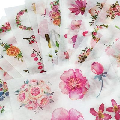 Wrapables Washi Scrapbooking Stickers Box Set, Pink Flowers (20 sheets) Image 2
