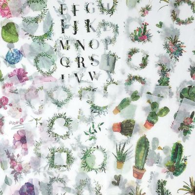 Wrapables Washi Stickers Sets for Scrapbooking, (18 sheets) Cactus & Flowers Image 1