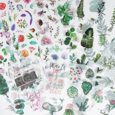 Wrapables Washi Stickers Sets for Scrapbooking, (9 sheets) Leaves and Flowers Image 1