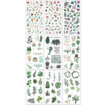 Wrapables Washi Stickers Sets for Scrapbooking, (9 sheets) Leaves and Flowers Image 1