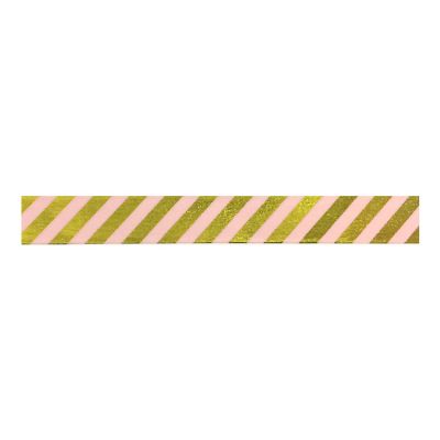 Wrapables Washi Tapes Decorative Masking Tapes, Gold and Pink Slant Stripes Image 1