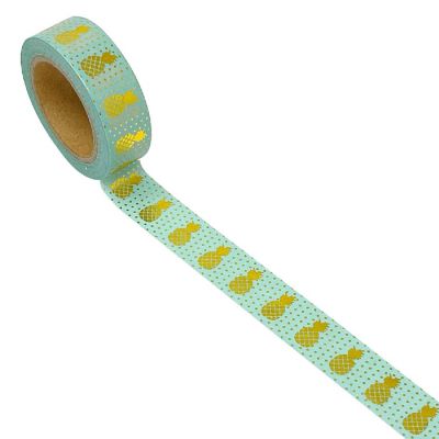 Wrapables Washi Tapes Decorative Masking Tapes, Pineapples Sea Green Image 1
