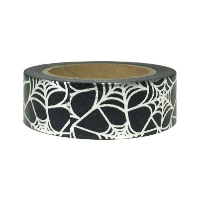 Wrapables Washi Tapes Decorative Masking Tapes, Silver Spiderweb Image 1