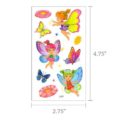 Wrapables Waterproof Temporary Tattoos for Children, 20 sheets, Butterflies & Fairies Image 1