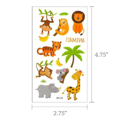 Wrapables Waterproof Temporary Tattoos for Children, 20 sheets, Dinosaurs & Animals Image 1