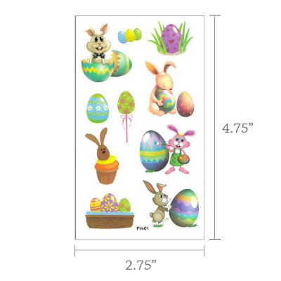 Wrapables Waterproof Temporary Tattoos for Children, 20 sheets, Easter Image 1