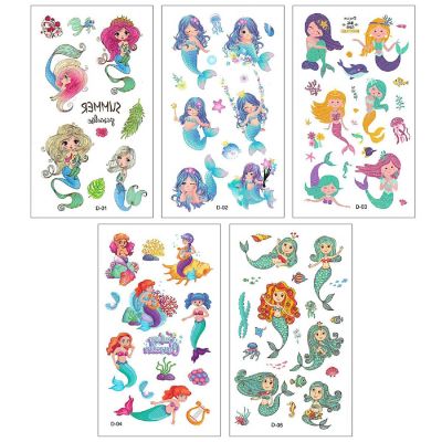 Wrapables Waterproof Temporary Tattoos for Children, 20 sheets, Mermaids Image 2