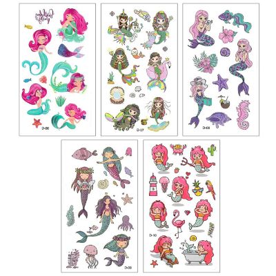 Wrapables Waterproof Temporary Tattoos for Children, 20 sheets, Mermaids Image 3