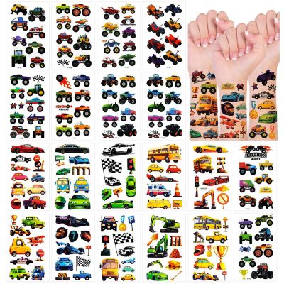 Wrapables Waterproof Temporary Tattoos for Children, 20 Sheets, Vehicles Image 1