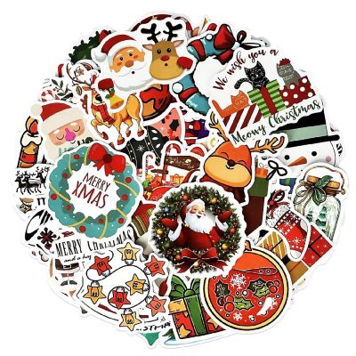 Wrapables Waterproof Vinyl Christmas Stickers for Water Bottles, Laptop 100pcs Image 1