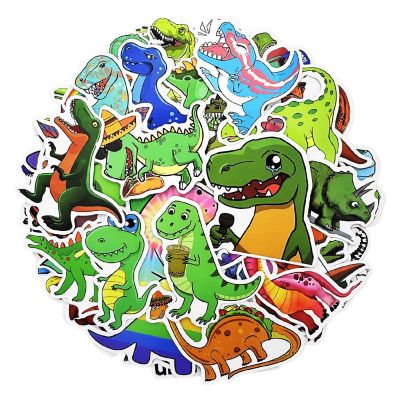 Wrapables Waterproof Vinyl Stickers, 100pcs, Dino Fun Image 1