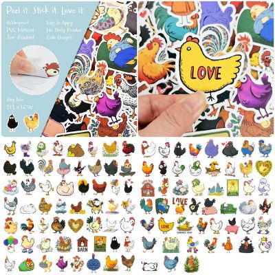 Wrapables Waterproof Vinyl Stickers, 106pcs, Chickens Image 1