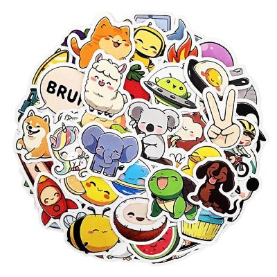 Wrapables Waterproof Vinyl Stickers, 108pcs, Cute Stuff Image 1