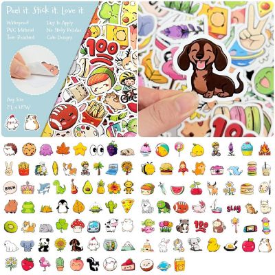 Wrapables Waterproof Vinyl Stickers, 108pcs, Cute Stuff Image 1