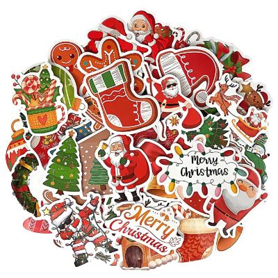 Wrapables Waterproof Vinyl Stickers for Water Bottles, Laptops, 100pcs, Merry Christmas Image 1