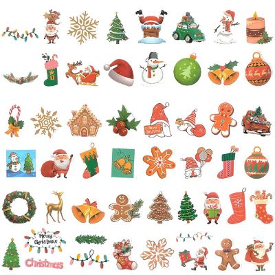 Wrapables Waterproof Vinyl Stickers for Water Bottles, Laptops, 100pcs, Merry Christmas Image 2