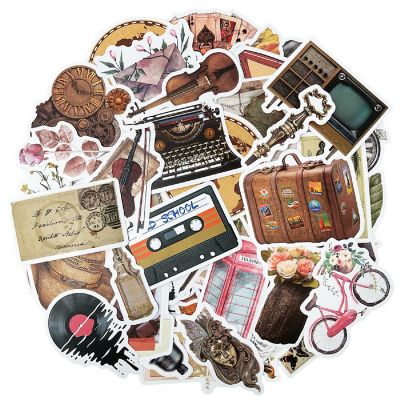 Wrapables Waterproof Vinyl Stickers for Water Bottles, Laptops, 100pcs, Vintage Image 1