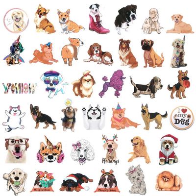 Wrapables Waterproof Vinyl Stickers for Water Bottles, Laptops, 80pcs, Adorable Doggies Image 2
