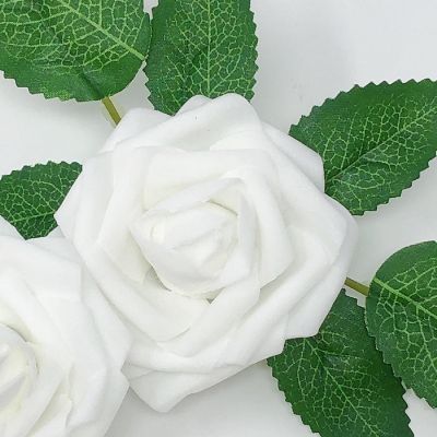 Wrapables White Artificial Flowers, 50 Real Touch Latex Roses Image 2