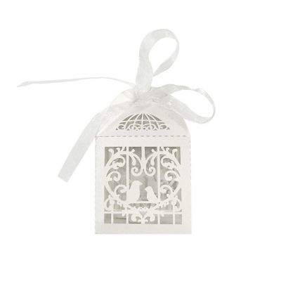 Wrapables White Love Birds Wedding Party Favor Boxes Gift Boxes with Ribbon (Set of 50) Image 1