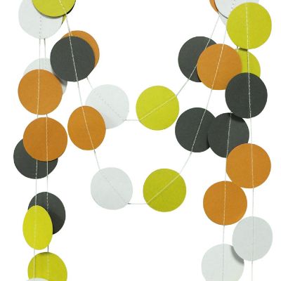 Wrapables White, Orange, Charcoal, Yellow Circle Dot Paper Garland Hanging D&#233;cor, 26Ft, Set of 2 Image 2