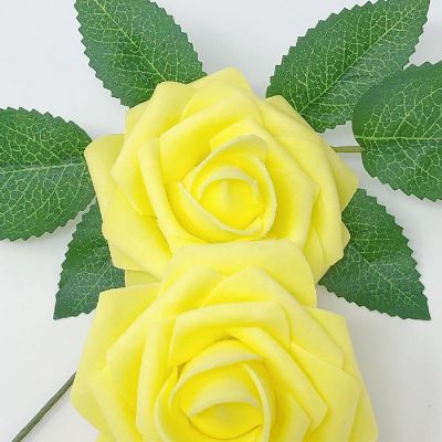 Wrapables Yellow Artificial Flowers, 50 Real Touch Latex Roses Image 2