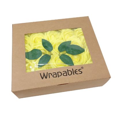 Wrapables Yellow Artificial Flowers, Real Touch Latex Roses Image 3