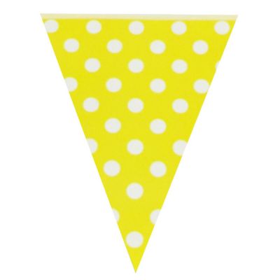 Wrapables Yellow Polka Dots Triangle Pennant Banner Party Decorations Image 1