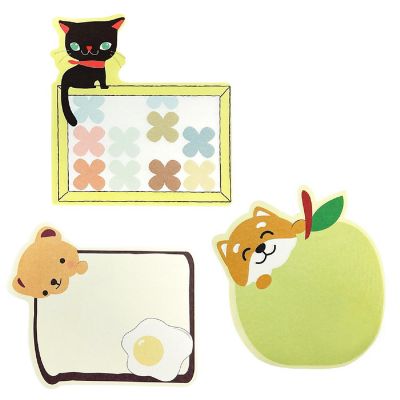 Wrapables Yummy Animal Memo Sticky Notes (Set of 3), Brown Bear, Dog, Kitty Image 1